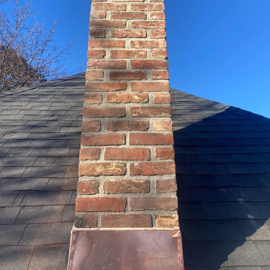 Chimney copper flashing installation