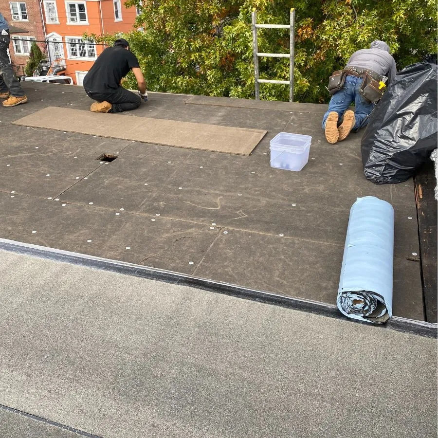 Roof deck installation underlayment preparation